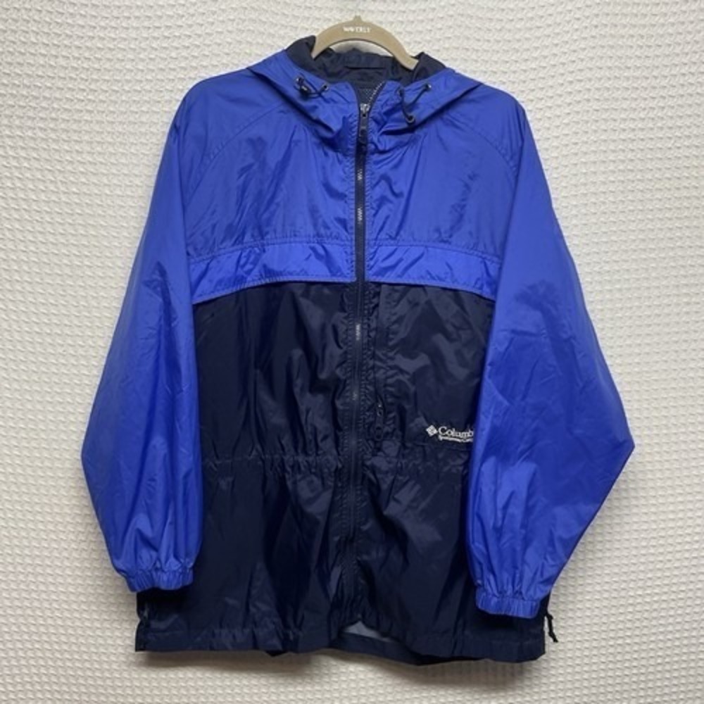 Columbia Packable Blue Full Zip Hooded Rain Jacket Women Large Sri Lanka